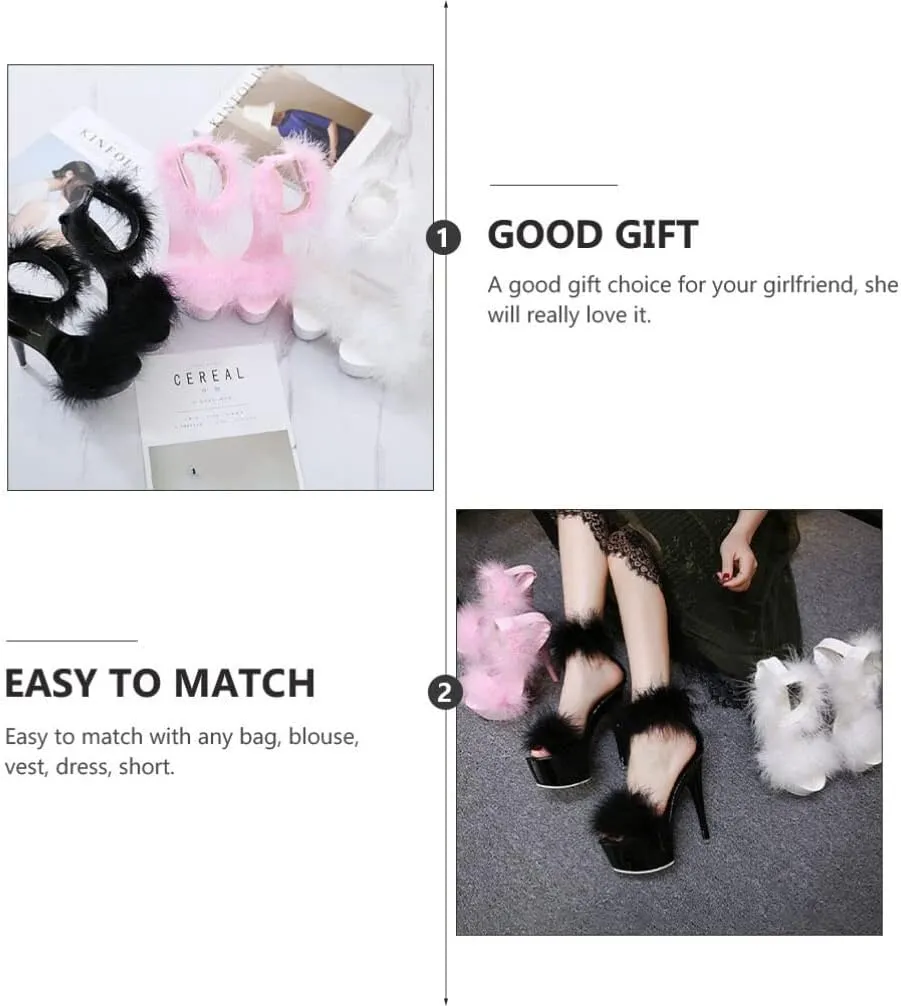 LIFKOME 1pair Super High Heel Fur Shoes High-Heel Boots Women's Household Sole: Rubber