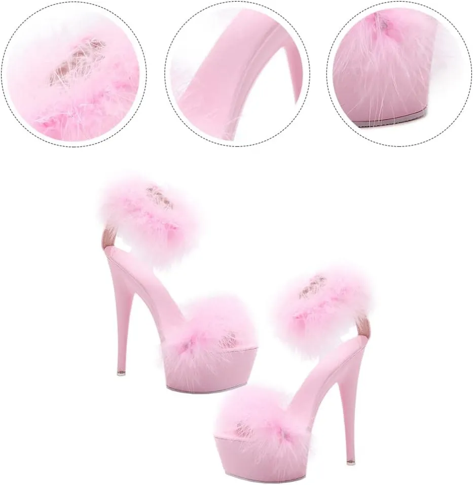 LIFKOME 1pair Super High Heel Fur Shoes High-Heel Boots Women's Household Sole: Rubber