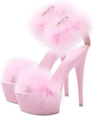 LIFKOME 1pair Super High Heel Fur Shoes High-Heel Boots Women's Household Sole: Rubber