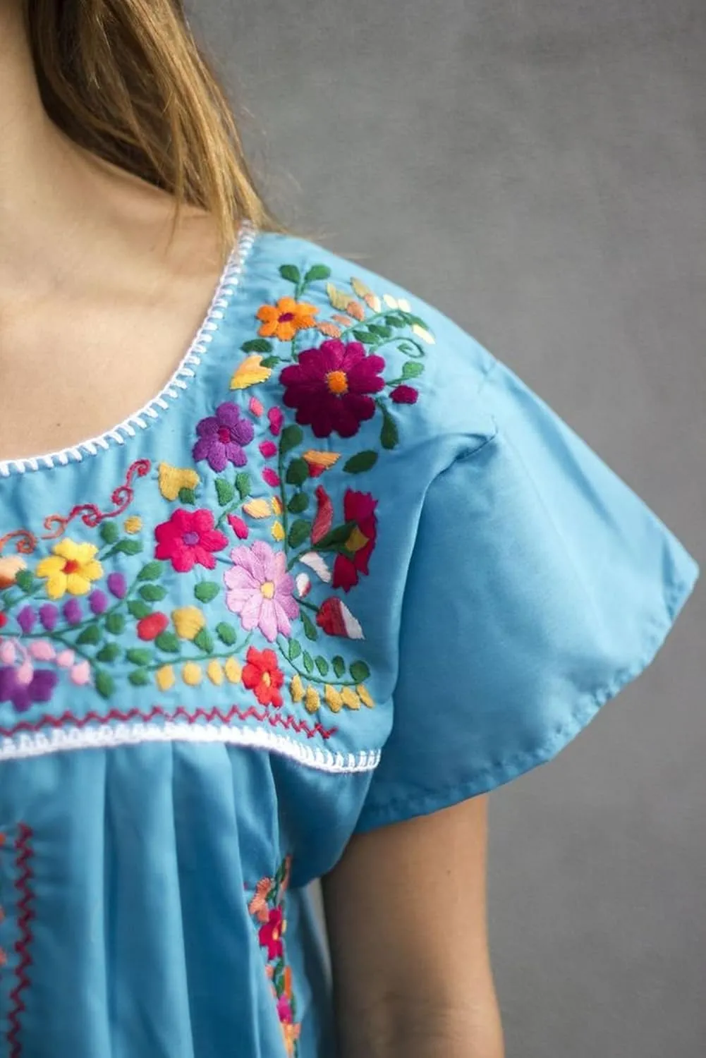 Liliana Cruz Hand Embroidered Authentic Mexican Peasant Dress