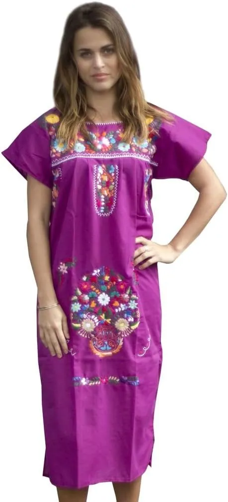 Liliana Cruz Hand Embroidered Authentic Mexican Peasant Dress