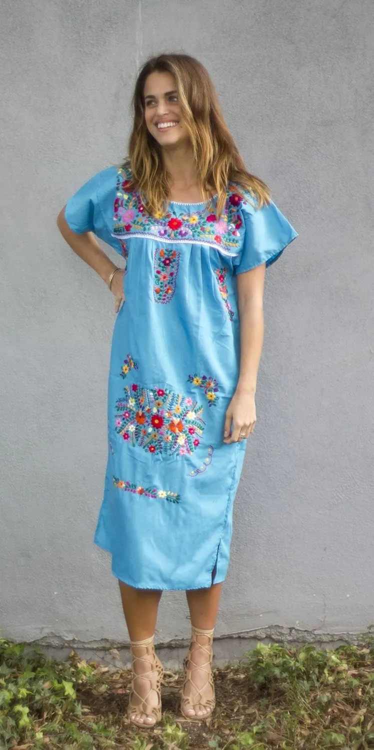 Liliana Cruz Hand Embroidered Authentic Mexican Peasant Dress