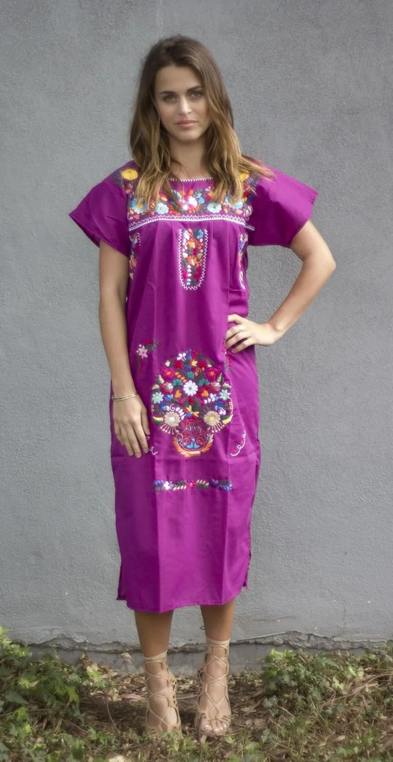Liliana Cruz Hand Embroidered Authentic Mexican Peasant Dress