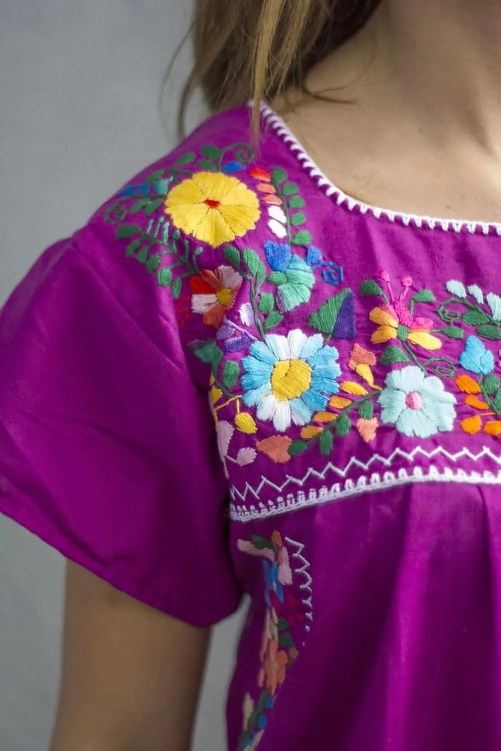 Liliana Cruz Hand Embroidered Authentic Mexican Peasant Dress