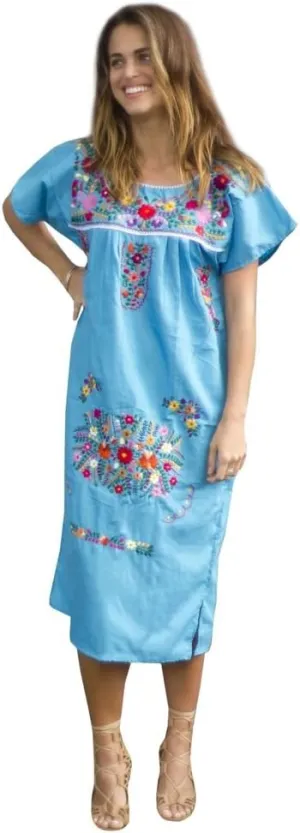 Liliana Cruz Hand Embroidered Authentic Mexican Peasant Dress