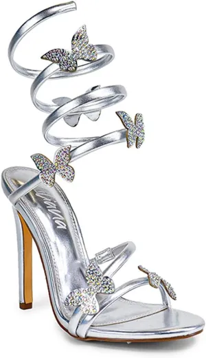 Liliana Women Butterfly Wrap Around Stiletto Heel Sandals