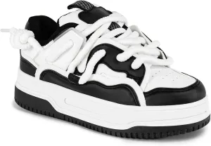Liliana Women's Surreal-1 Flatform Low Top Lace Up Fashion Sneakers