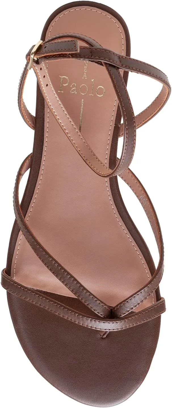 Linea Paolo - LUZ - Womens Strappy Ankle Wrap Flat Leather Sandals