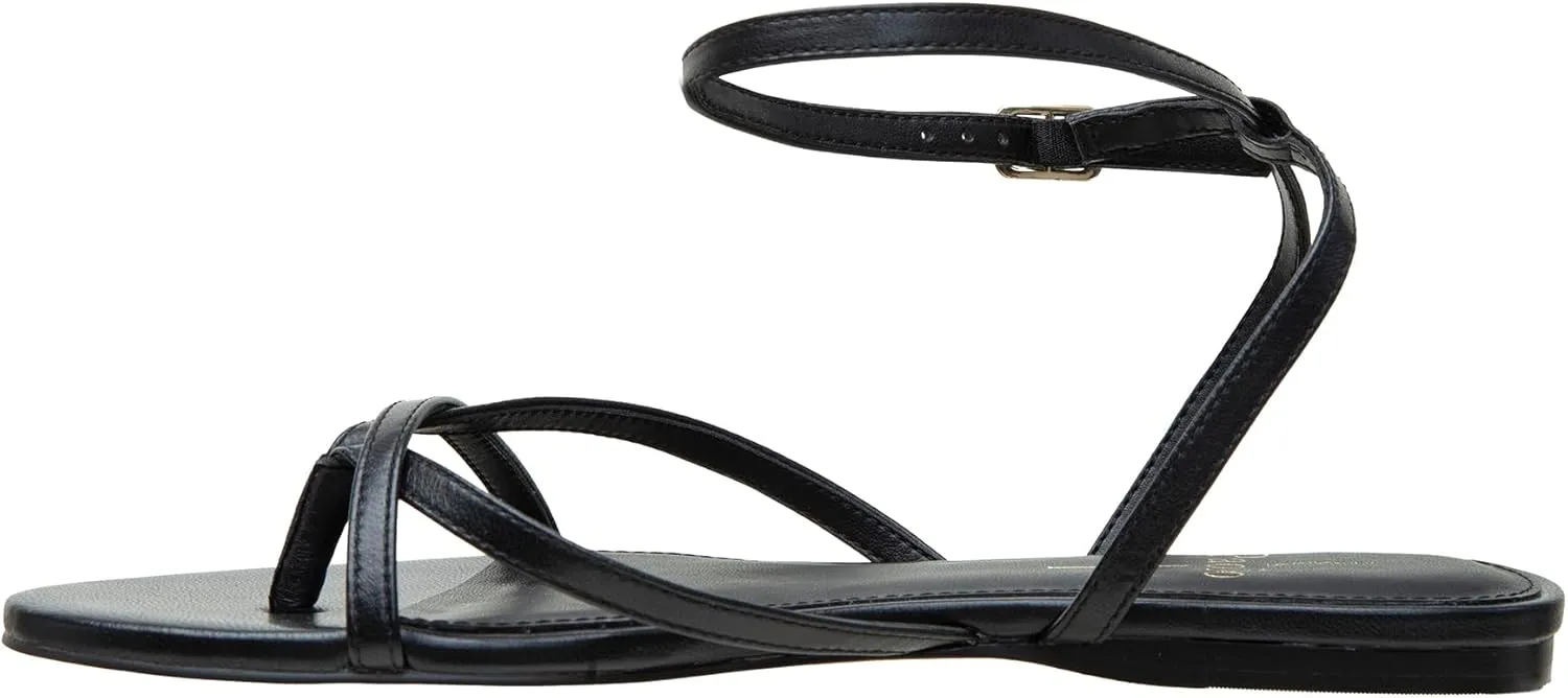 Linea Paolo - LUZ - Womens Strappy Ankle Wrap Flat Leather Sandals