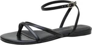 Linea Paolo - LUZ - Womens Strappy Ankle Wrap Flat Leather Sandals
