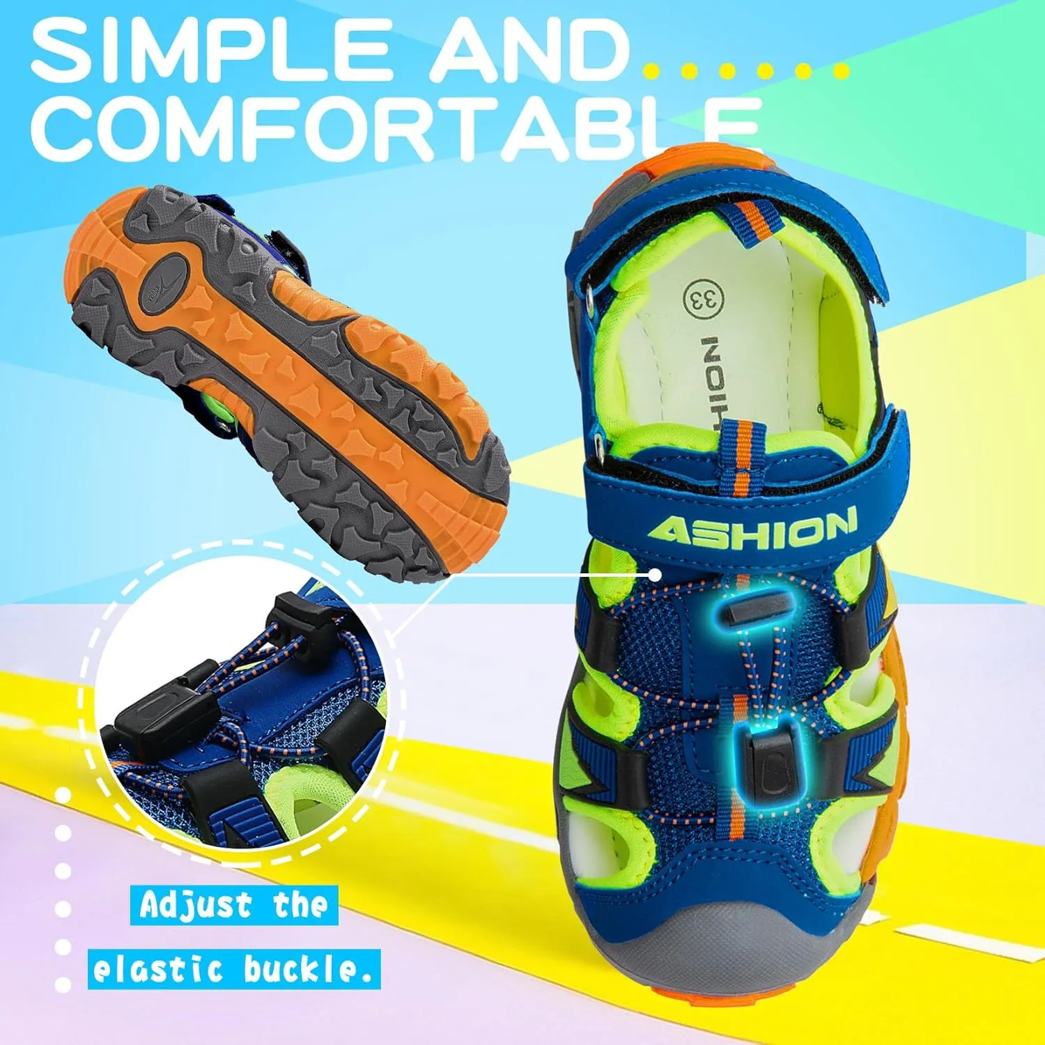 Littleplum Boys Sandals Closed Toe Sport Sandals Summer Shoes for Kids Walking Hiking Athletic Outdoor