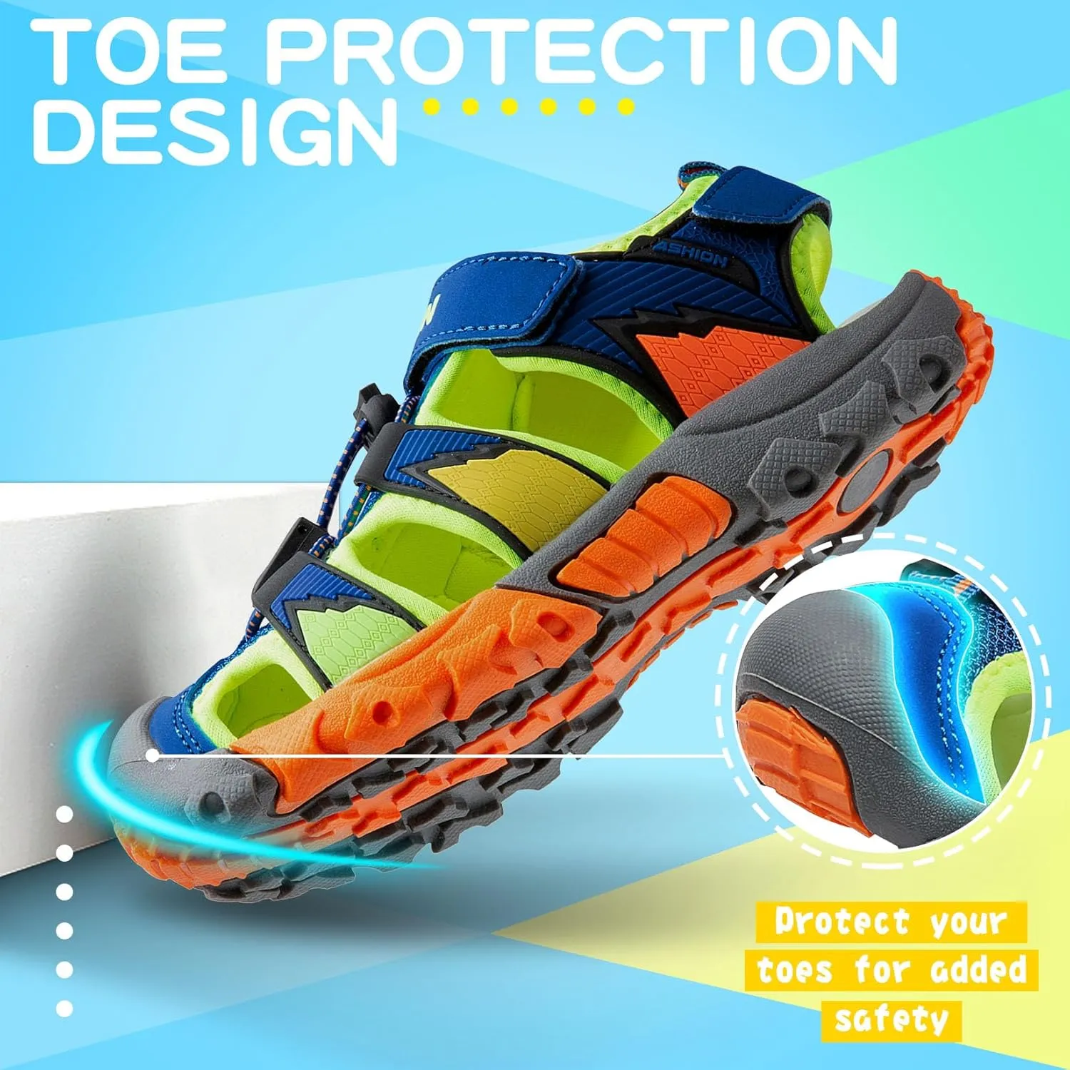 Littleplum Boys Sandals Closed Toe Sport Sandals Summer Shoes for Kids Walking Hiking Athletic Outdoor