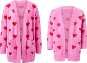 Luckinbaby Mommy and Me Valentines Outfits Heart Sweater Love Graphic Tops Family Matching Girls Long Sleeve Pullover