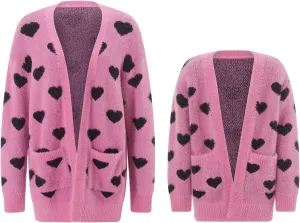 Luckinbaby Mommy and Me Valentines Outfits Heart Sweater Love Graphic Tops Family Matching Girls Long Sleeve Pullover