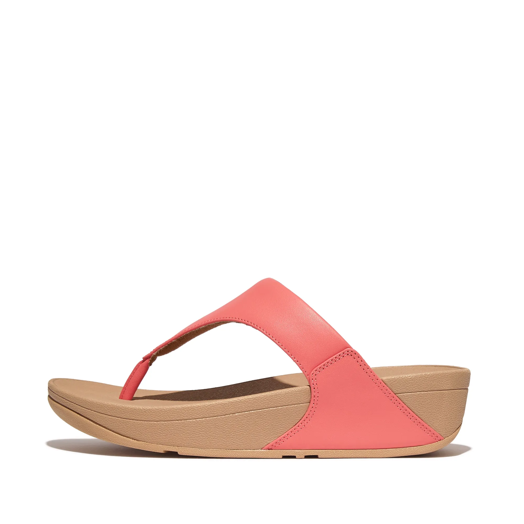 Lulu Leather Toe Post in Rosy Coral