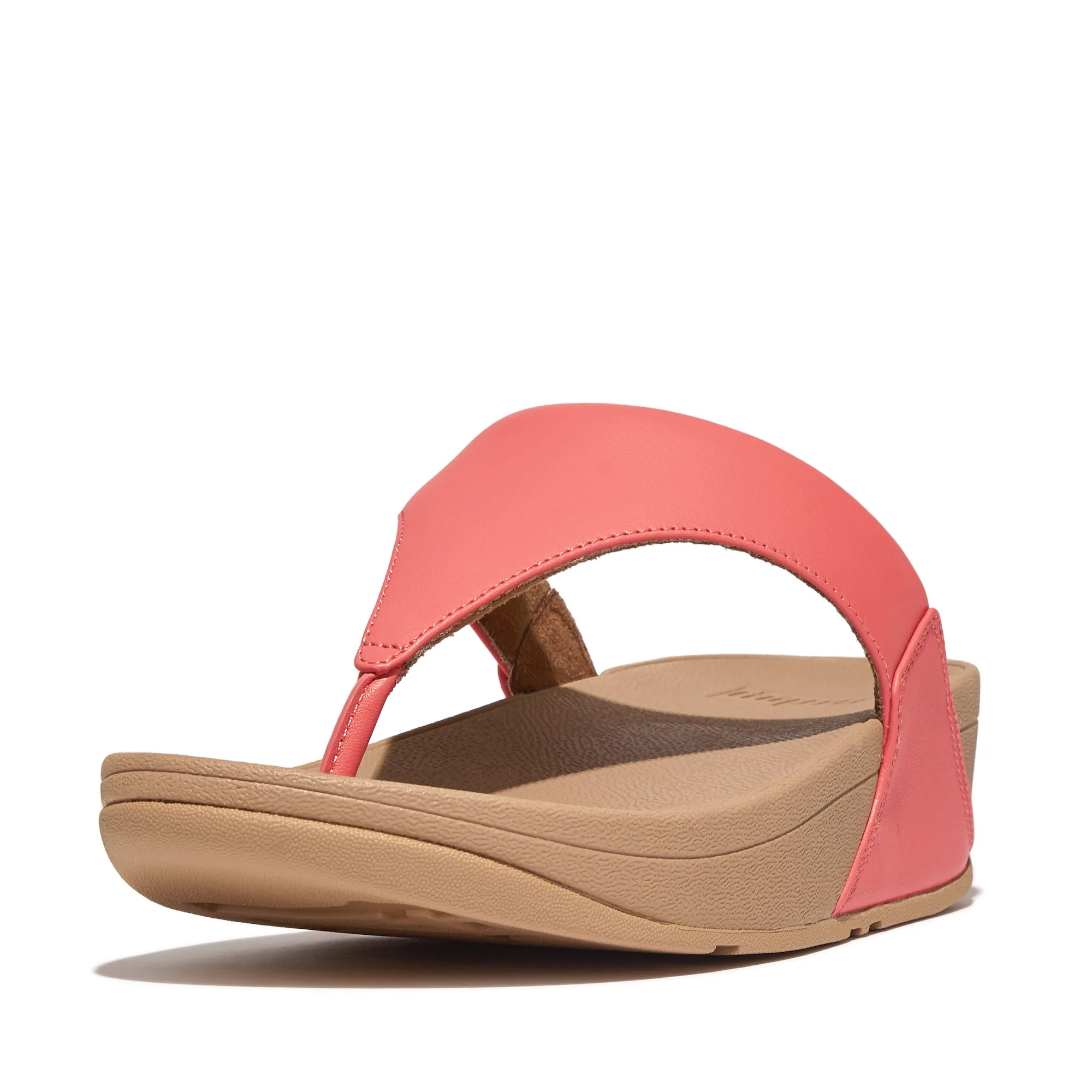Lulu Leather Toe Post in Rosy Coral