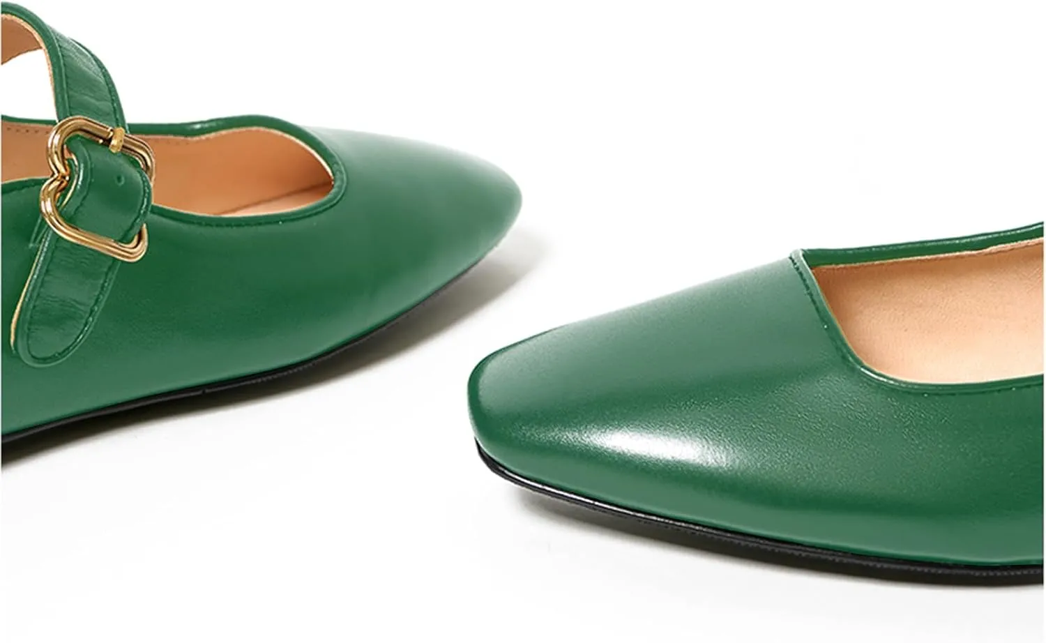Lutalica W Women's Spring-Summer Square Toe Matte Leather Comfort Vintage Ankle Strap Dress Mary Jane Ballet Flats Shoes