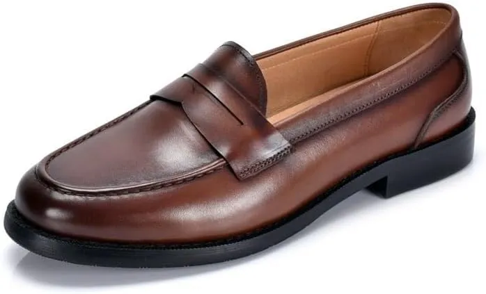 Luxury Italian-Style Men's Penny Loafers Handcrafted Leather Oxford Shoes with Breathable Lining, Arch Support for All-Day Comfort, Classic Business Casual Footwear