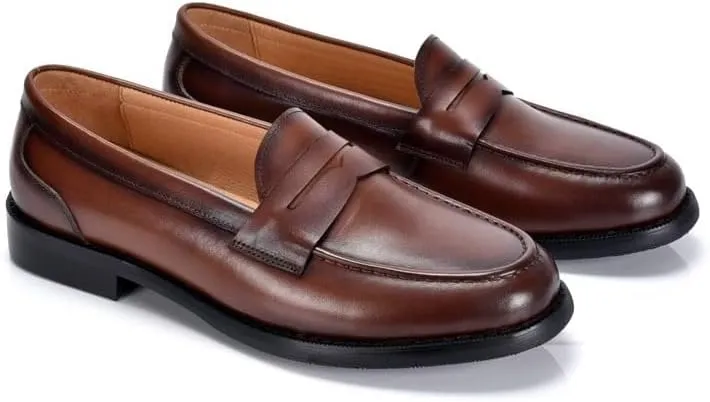 Luxury Italian-Style Men's Penny Loafers Handcrafted Leather Oxford Shoes with Breathable Lining, Arch Support for All-Day Comfort, Classic Business Casual Footwear