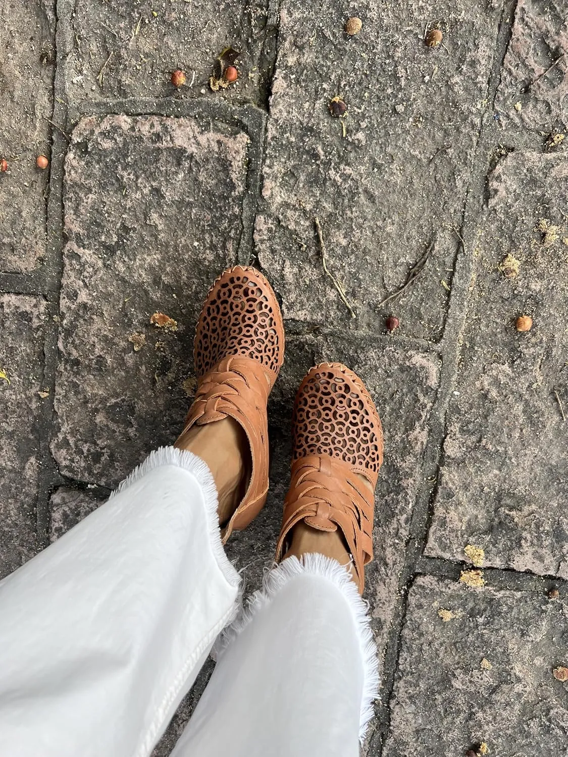 Macarena Collection Women's Flatform Wedge Casual Sandal Huarache Colorful Leather Mexican Style Handcrafted Leather Ankle Boots 4292
