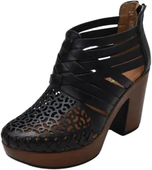 Macarena Collection Women's Flatform Wedge Casual Sandal Huarache Colorful Leather Mexican Style Handcrafted Leather Ankle Boots 4292