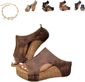 Maison Birch Lumi Cork Wedges, Cork Wedge Sandals for Women with Comfy Platform Orthopedic, Summer Lightweight Sandals