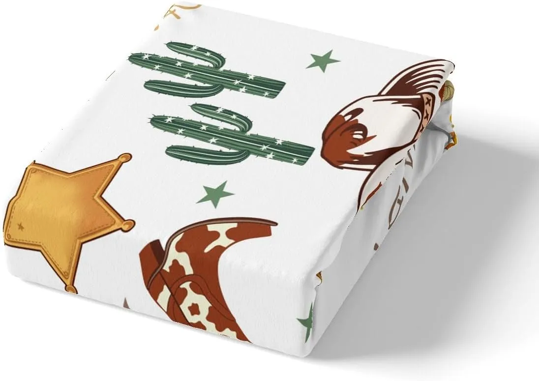 Manfei Cowboy King Size Duvet Cover,Western Boots Hats Texas Star Horseshoe Tribal Duvet Cover for Adults All Season,Rustic Cowhide Desert Cactus Sunflower White Bedding Set,No Comforter