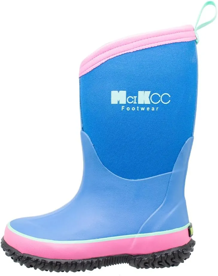 MCIKCC Kids Rubber Rain Boots, Waterproof Solid Classic Pull On Snow Wellies Boot for Children Toddler Boys Girls