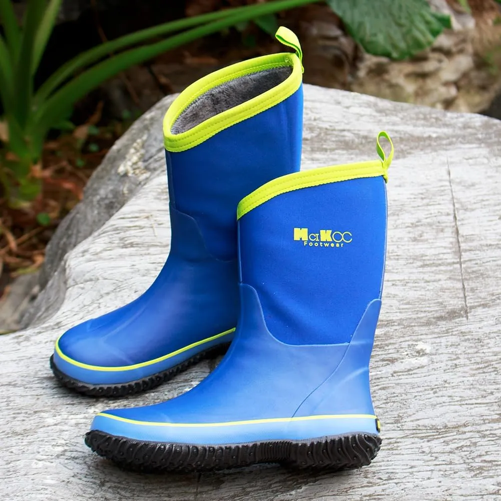MCIKCC Kids Rubber Rain Boots, Waterproof Solid Classic Pull On Snow Wellies Boot for Children Toddler Boys Girls
