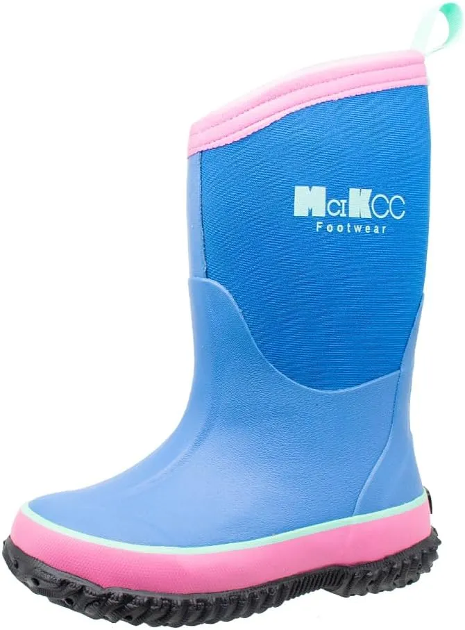 MCIKCC Kids Rubber Rain Boots, Waterproof Solid Classic Pull On Snow Wellies Boot for Children Toddler Boys Girls