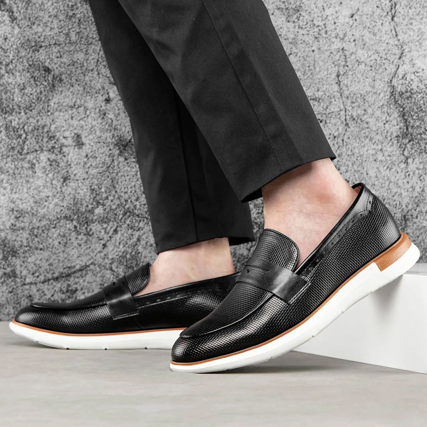 Meijiana Men's Classic Loafers Shoes Faux Leather Loafers Wedding Dress Shoes