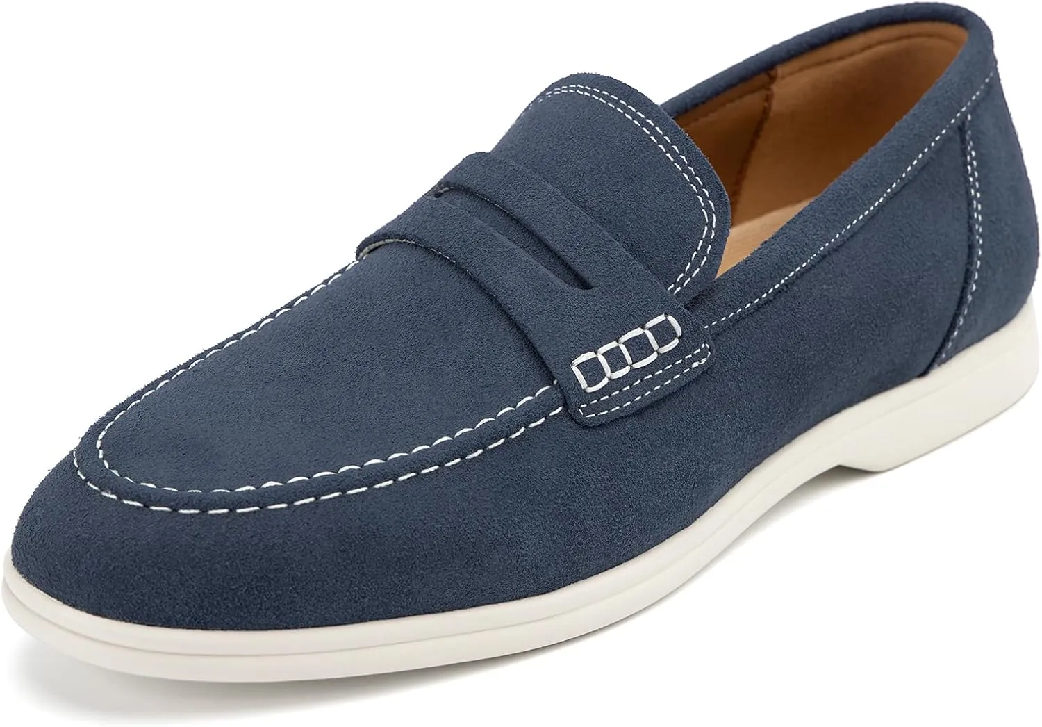 Meijiana Men's Genuine Leather Loafers Slip-On Moccasins Suede Dress Shoes, Lightweight and Breathable with Rubber Sole Stylish Mens Loafers