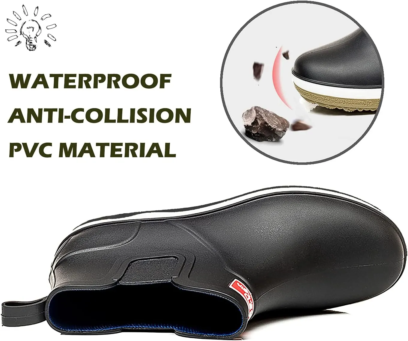 Men’s Ankle Rain Boots Waterproof Chelsea Boots Slip-On Garden Work Shoes Rain Footwear