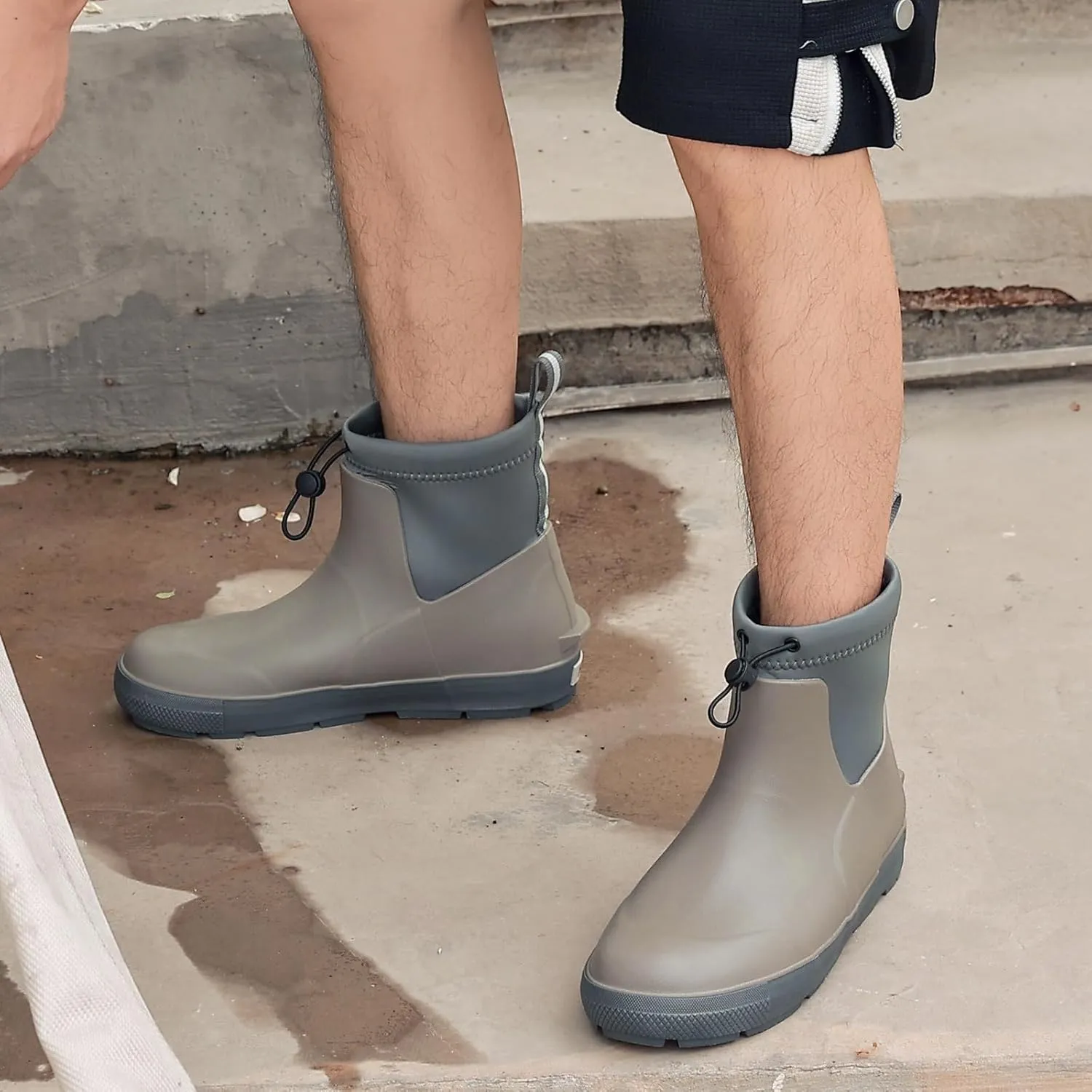 Men's Deck Boots,Ankle Rubber Rain boots Waterproof Anti-Slip Waterproof Shoes, Fishing Boating Boots Water Work Shoes for Men