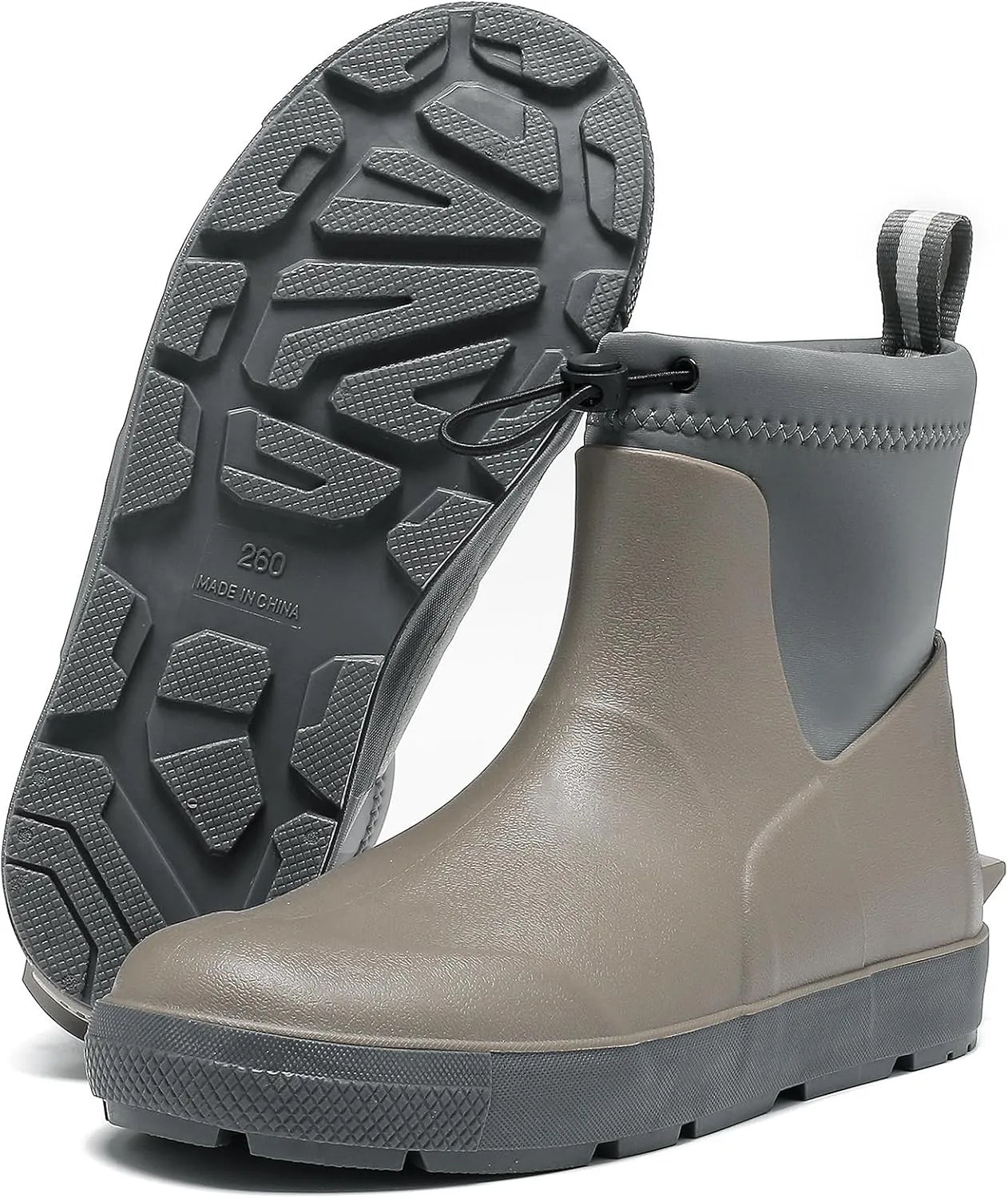 Men's Deck Boots,Ankle Rubber Rain boots Waterproof Anti-Slip Waterproof Shoes, Fishing Boating Boots Water Work Shoes for Men