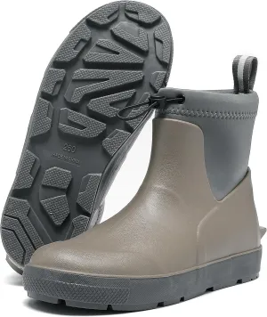 Men's Deck Boots,Ankle Rubber Rain boots Waterproof Anti-Slip Waterproof Shoes, Fishing Boating Boots Water Work Shoes for Men