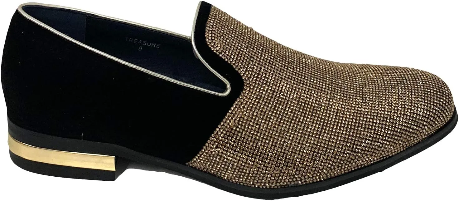 Men's Dress Shoes Glitter Loafers Rhinestone Stage Tuxedo Fashion Slip On Formal Party