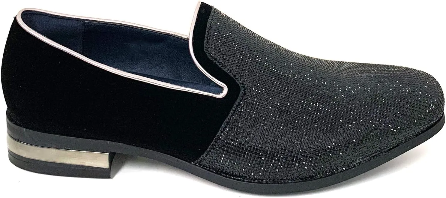 Men's Dress Shoes Glitter Loafers Rhinestone Stage Tuxedo Fashion Slip On Formal Party