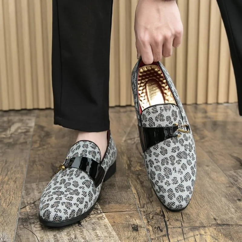 Mens Dress Wedding Party Slip On Shoes Glitter Luxury Penny Loafer Driving Shoes Birtish Formal Smoking Slipper Plus Size 38-47