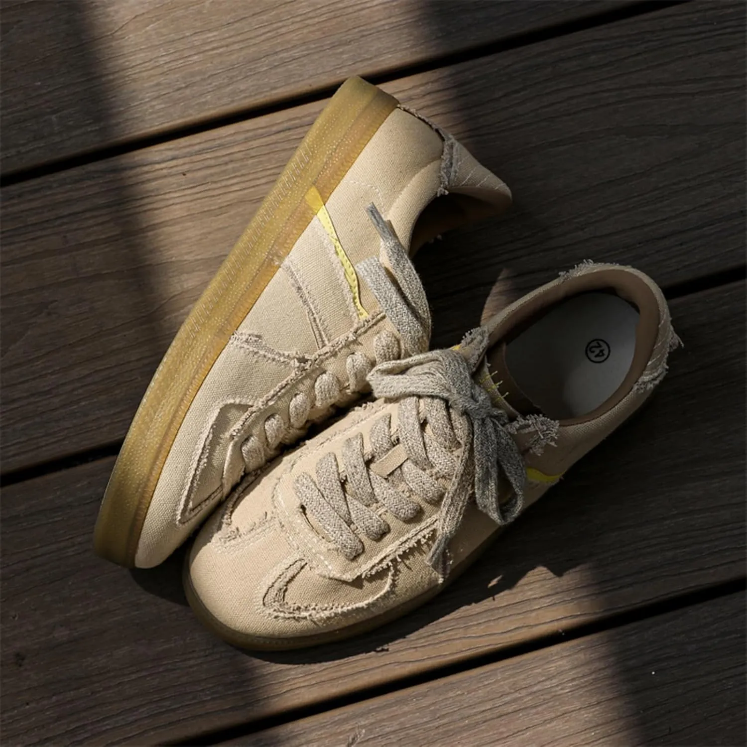 Men's Fashion Breathable Canvas Platform Lace Up Sneakers Casual Retro Non Slip Round Toe Walking Driving Flats Shoes