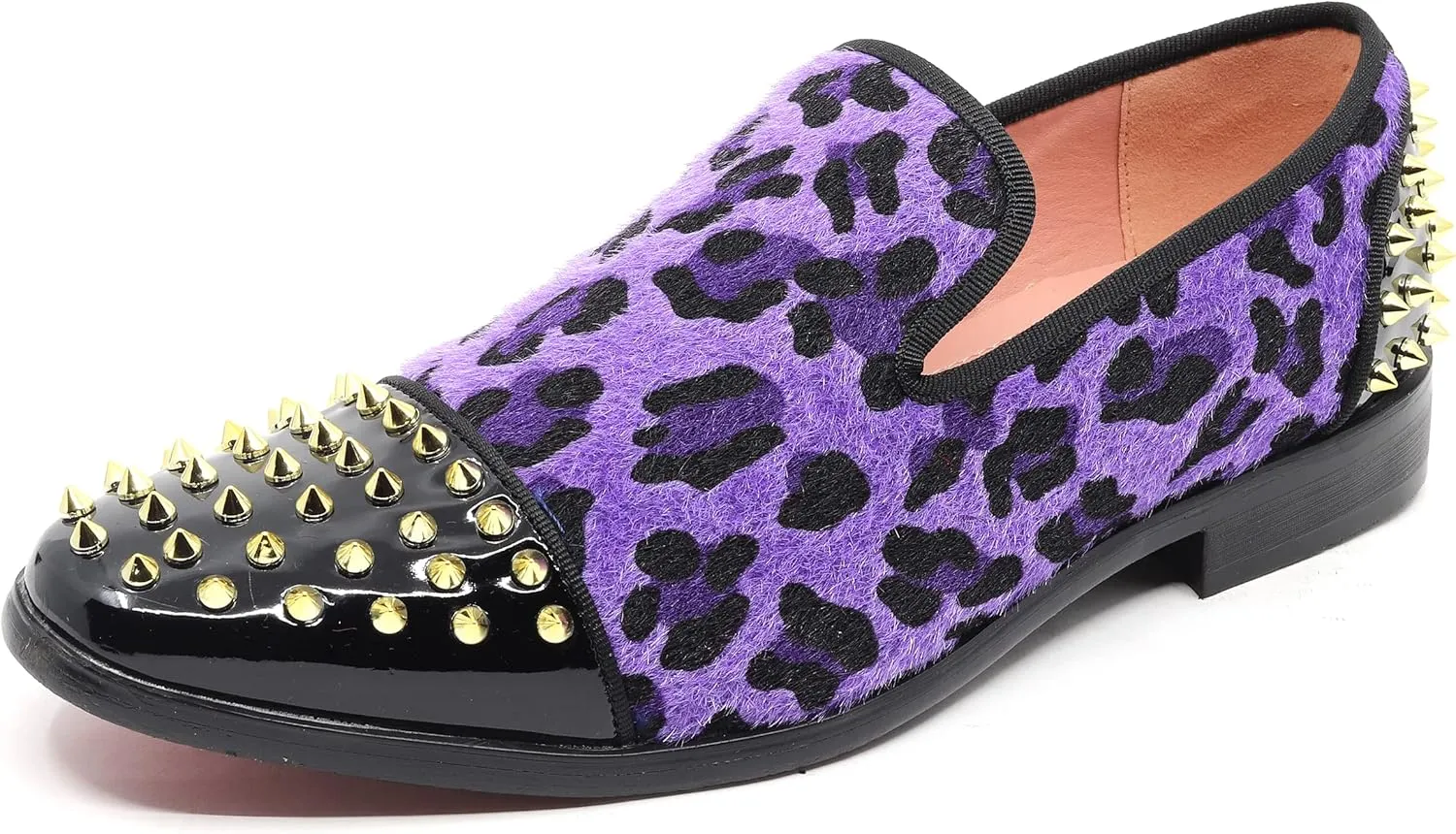 Men's Fashion Leopard Print Smoking Spike Dress Loafers Slip On Shoes SM-59