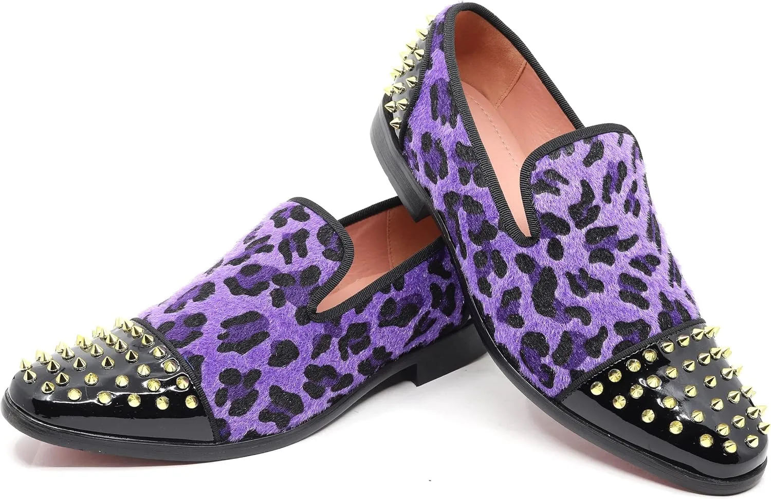 Men's Fashion Leopard Print Smoking Spike Dress Loafers Slip On Shoes SM-59