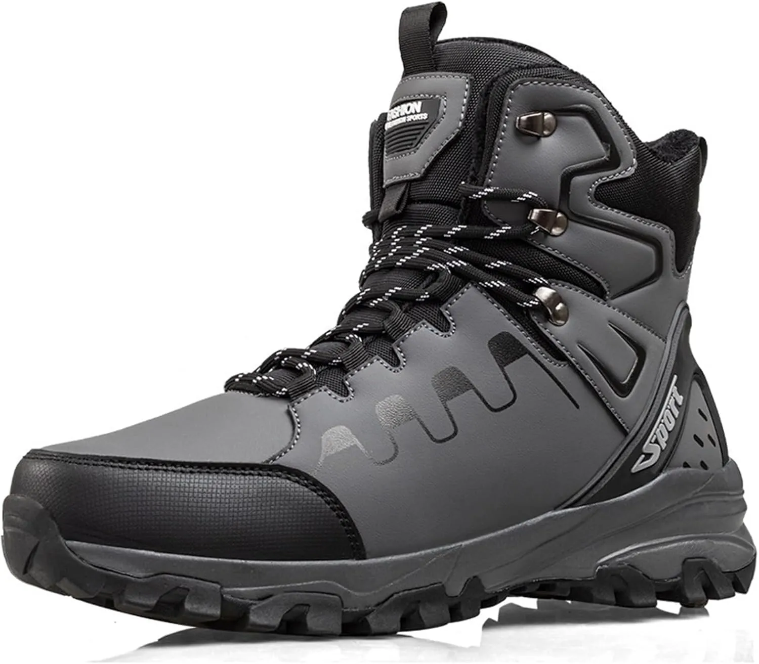 Men's Fashion Winter Snow Boots Outdoor Side Zipper High-top Sneakers Plush Lining Casual Warm Ankle Boots Anti-slip And Waterproof Hiking Boots Camp Backpacking Boots For Men