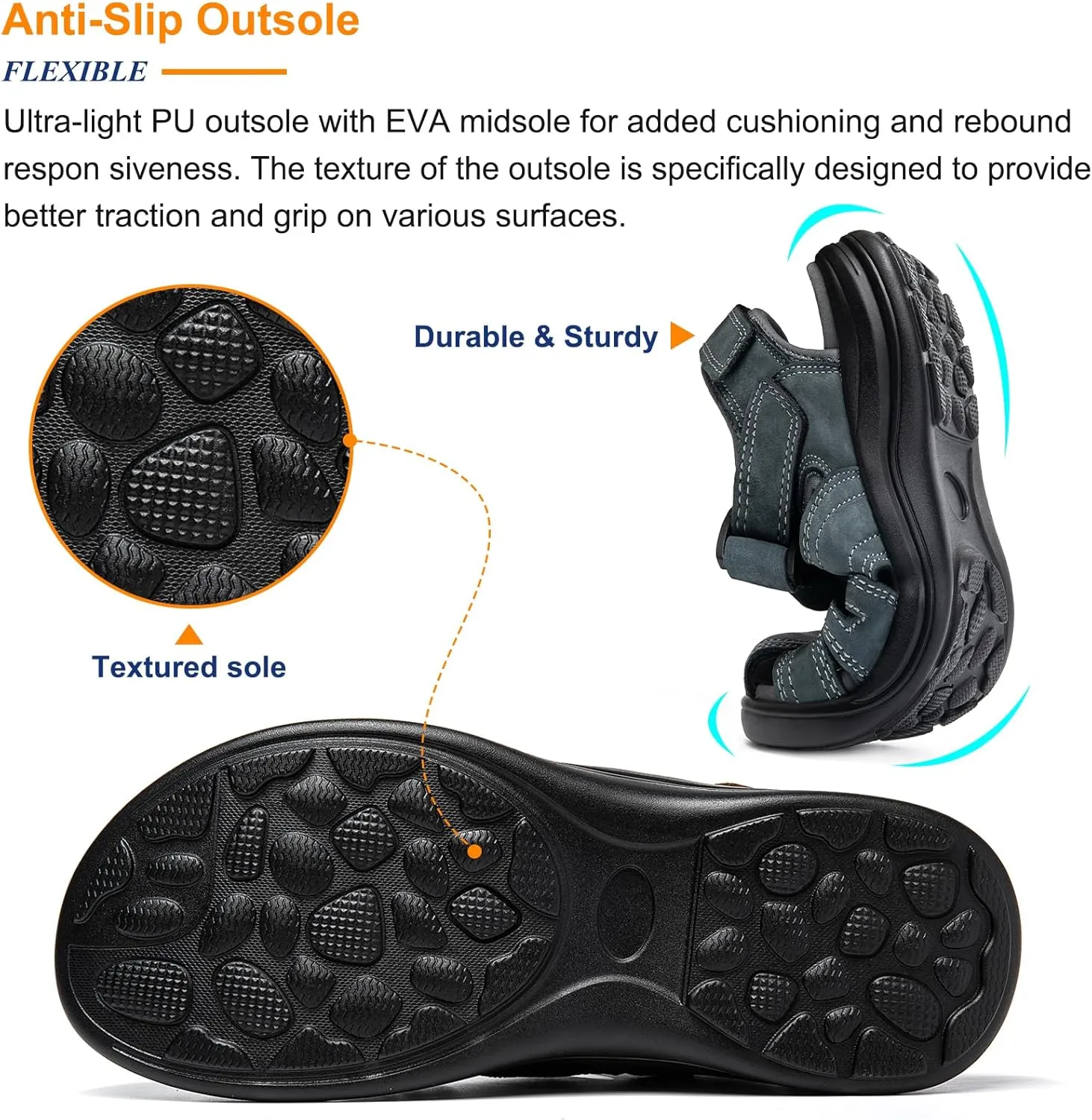 Mens Fisherman Leather Closed Toe Sandals Walking Dress Casual Sandalias Whith Memory Foam Summer Outdoor Athletic Adjustable Comfortable