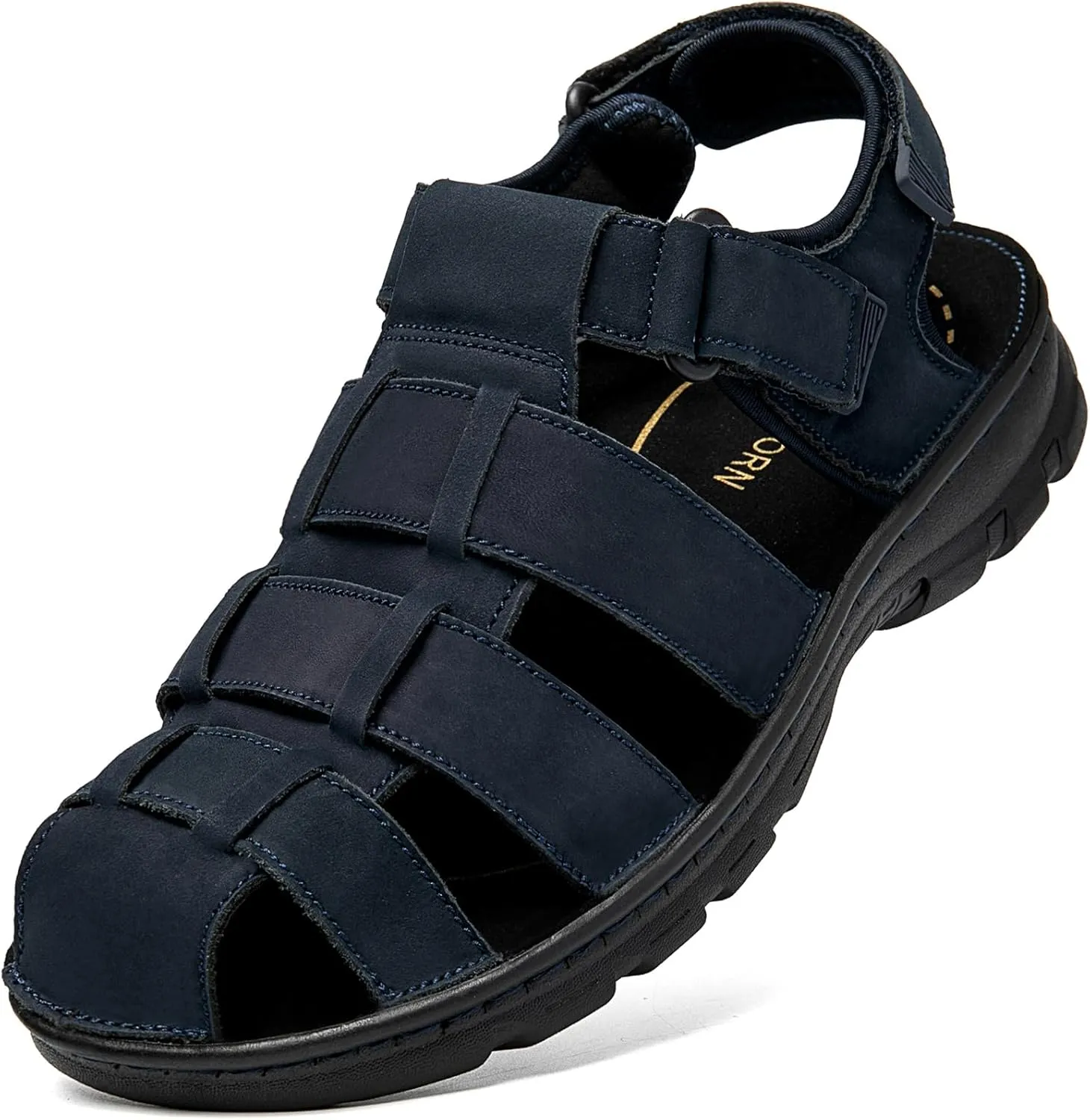 Mens Fisherman Leather Closed Toe Sandals Walking Dress Casual Sandalias Whith Memory Foam Summer Outdoor Athletic Adjustable Comfortable