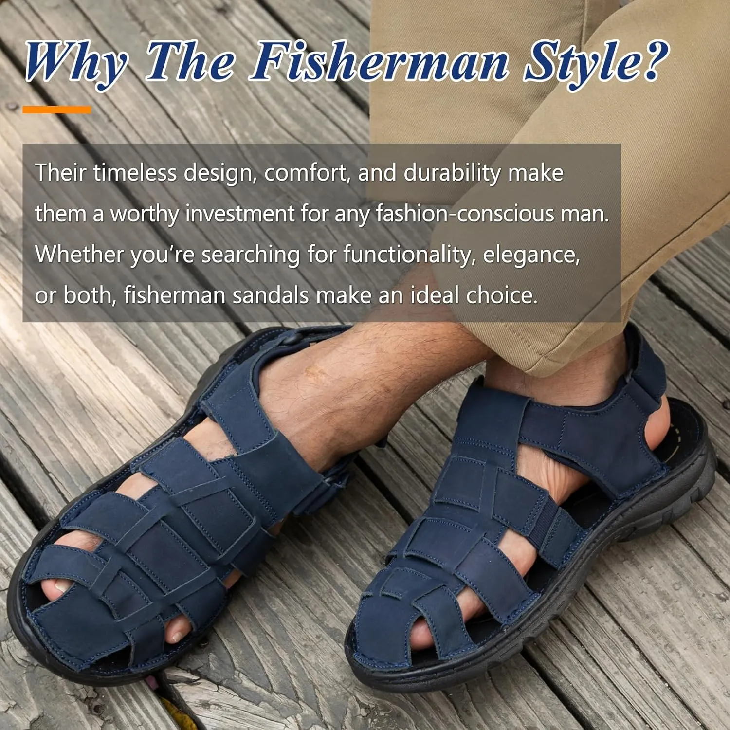 Mens Fisherman Leather Closed Toe Sandals Walking Dress Casual Sandalias Whith Memory Foam Summer Outdoor Athletic Adjustable Comfortable