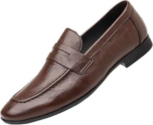 Men's Genuine Leather Dress Shoes Comfortable Slip On Monk Strap Loafers Classic Formal Business Shoes Luxury Round Toe Slip On Wedding