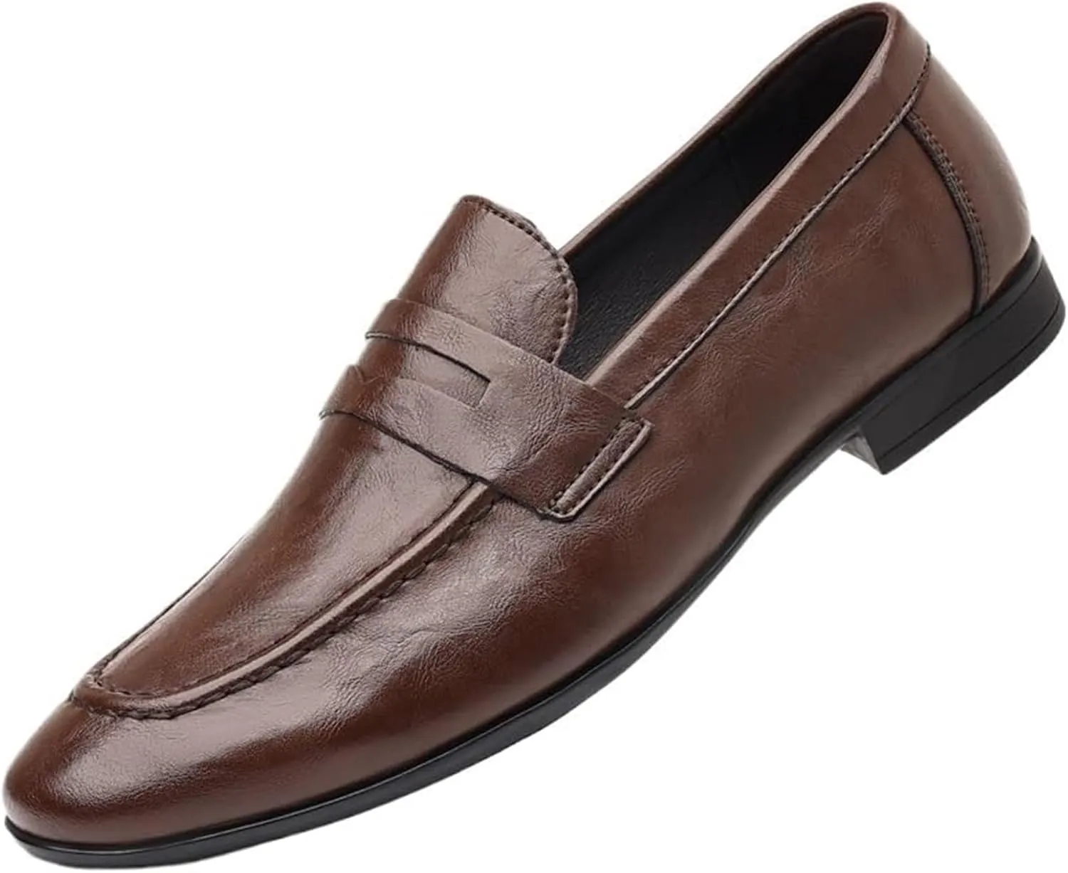 Men's Genuine Leather Dress Shoes Comfortable Slip On Monk Strap Loafers Classic Formal Business Shoes Luxury Round Toe Slip On Wedding