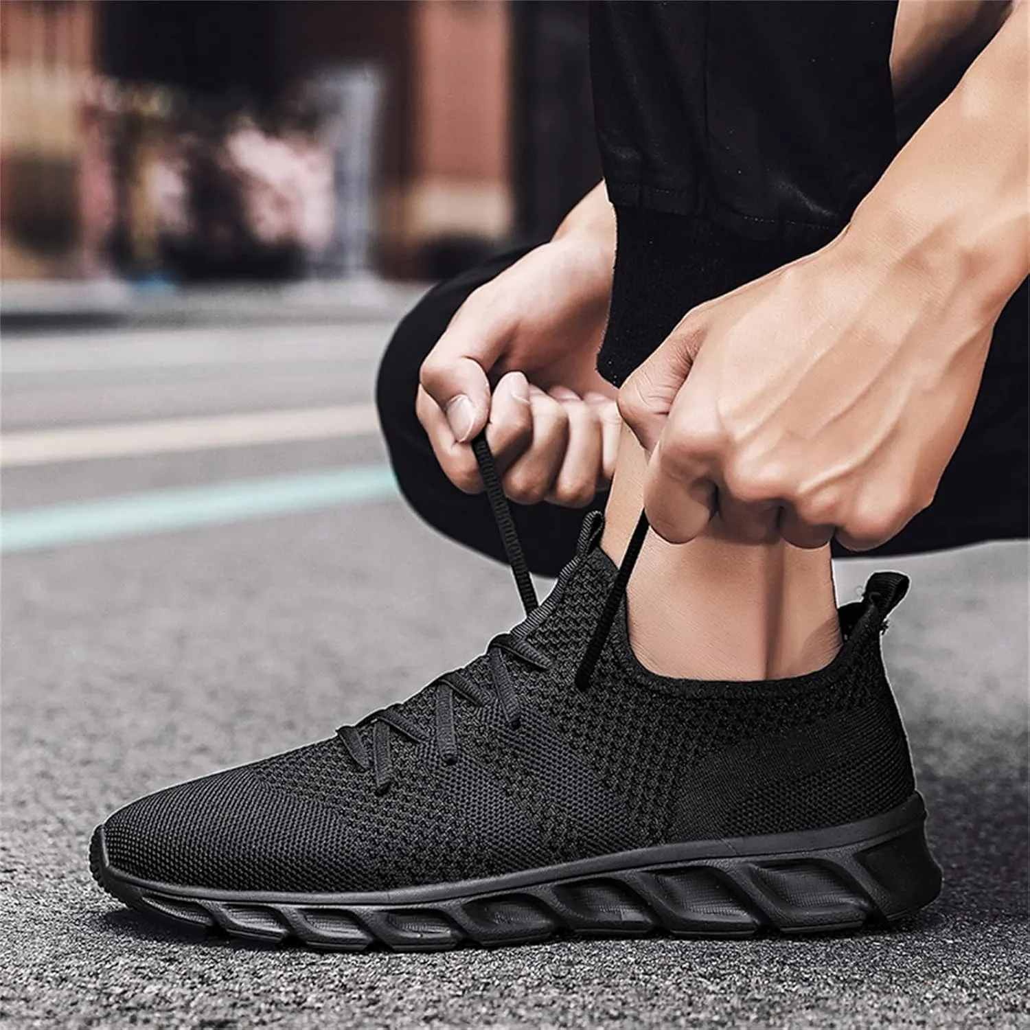 Men's Lace Up Memory Foam Sneakers Lightweight Breathable Slip On Running Shoe Men's Comfortable Canvas Shoes