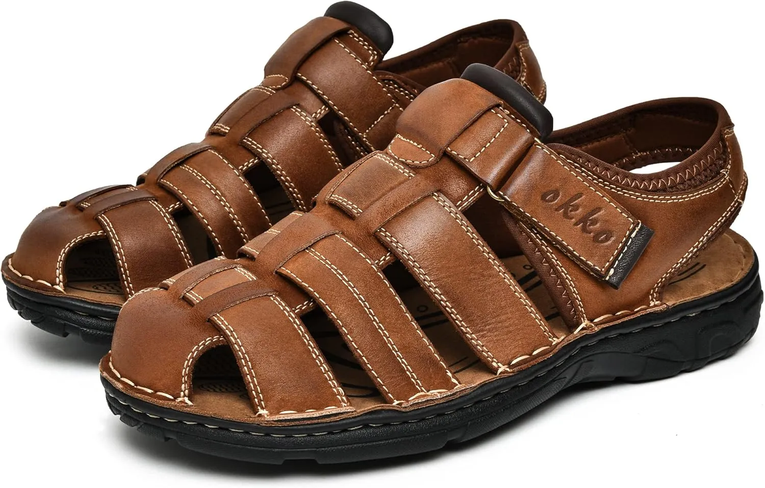 Mens Leather Sandals Athletic Fisherman Sandal Casual Summer Shoes for Men Outdoor